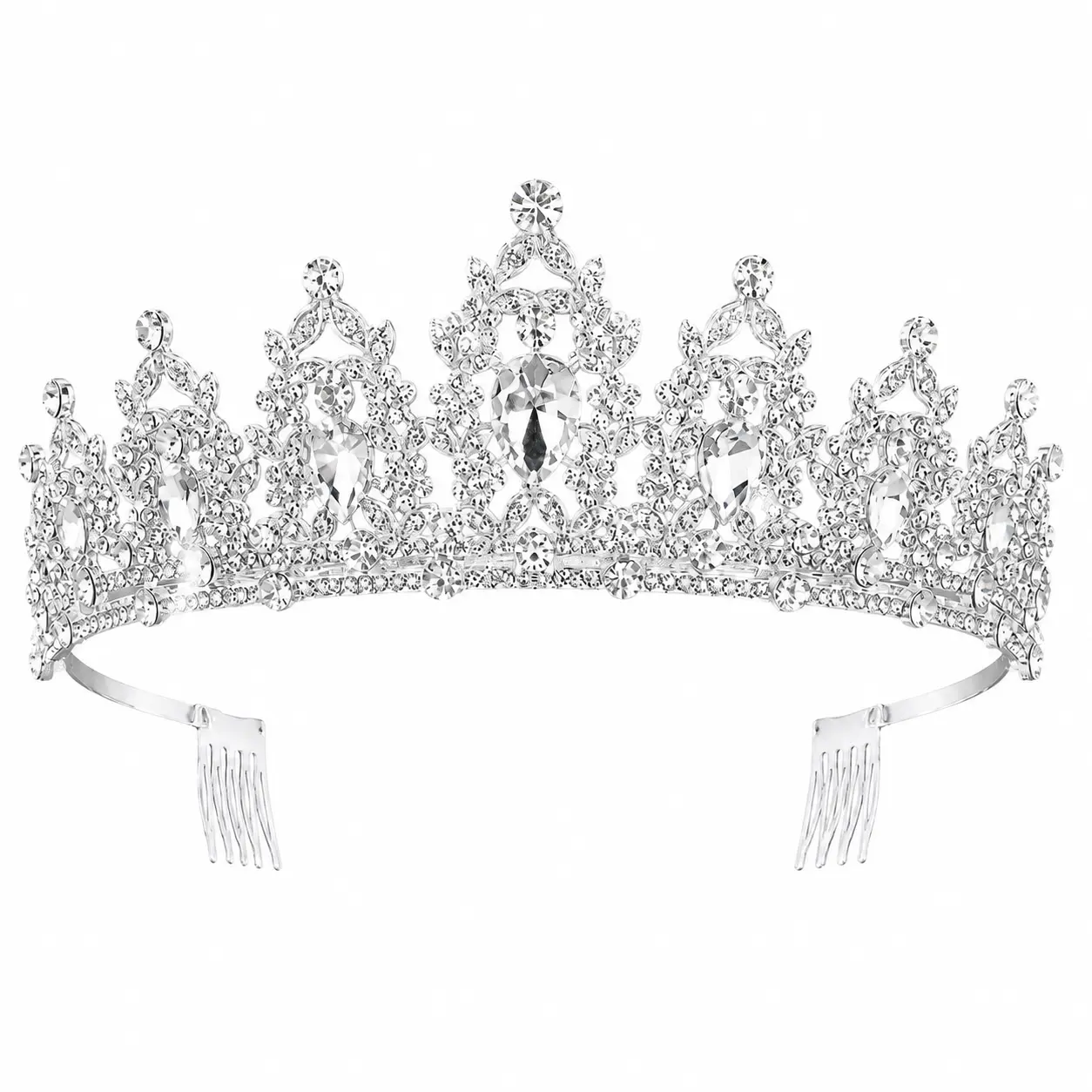 Elegant Vintage-Inspired Crown Headdress with Sparkling Crystal Accents – Regal Baroque-Style Headpiece for Princess-Themed Dress-Up, Costume Parties, and Special Occasions