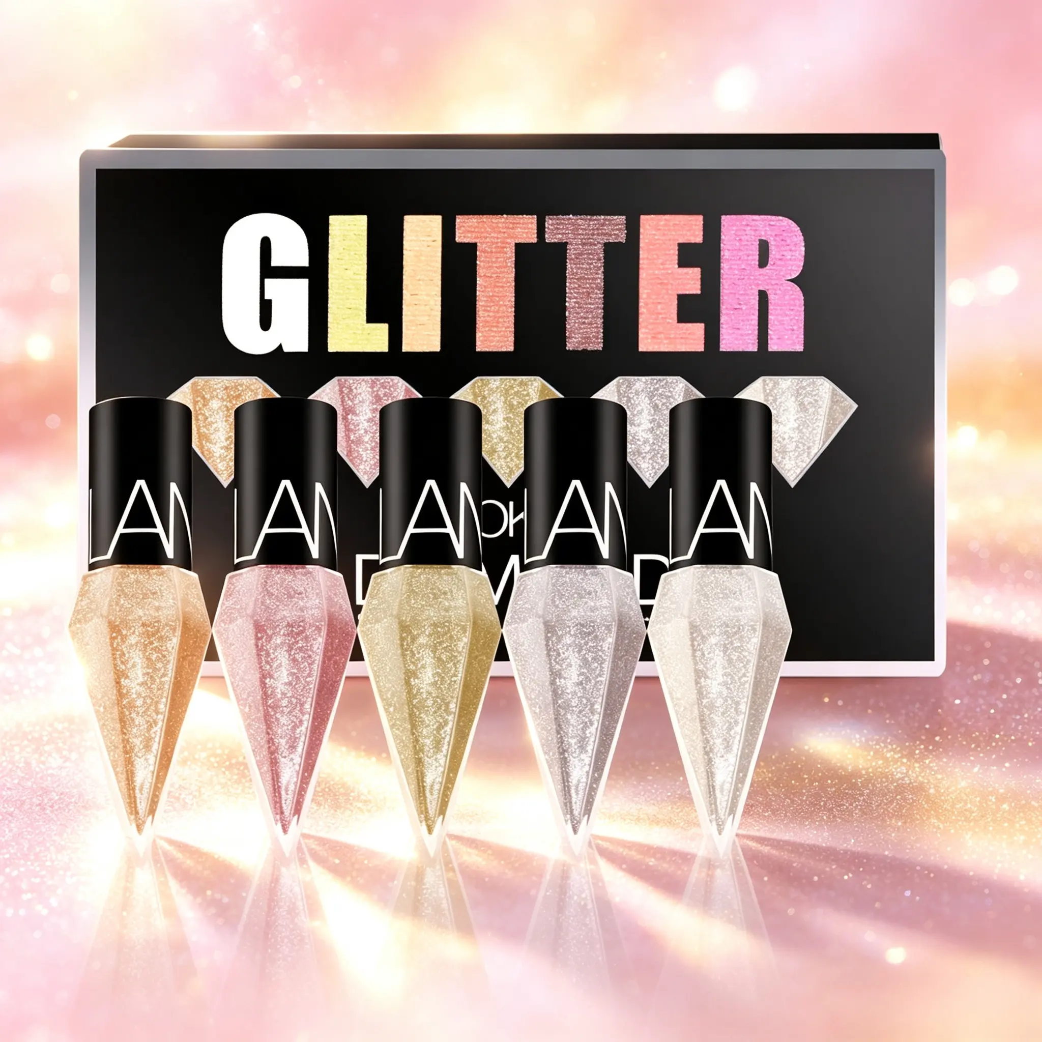 5 Colors Diamond Liquid Glitter Eyeliner Set Long Lasting Waterproof Shimmer Sparkling Eye Liner Metallic Eyeshadow Liquid For Party Festival Stage Makeup