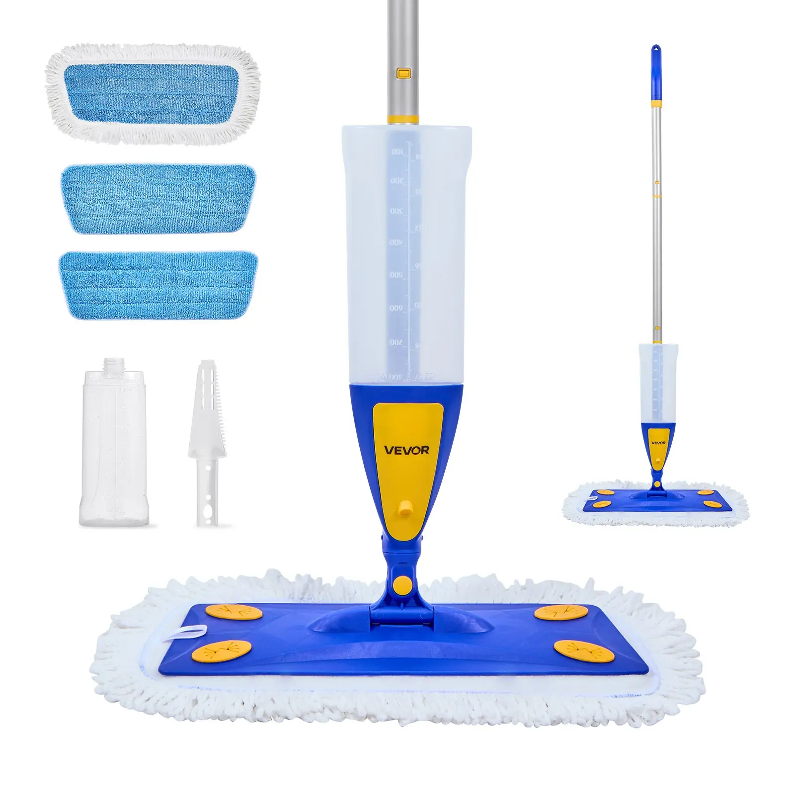VEVOR Spray Mop, with 3 Washable Pads for Dry and Wet Floor Cleaning and a 27oz Refillable Water Tank, Microfiber Dust Wet Mop Twisted Cotton Dry Mop, Commercial Home Use for Tiles/Vinyl/Wood Floor