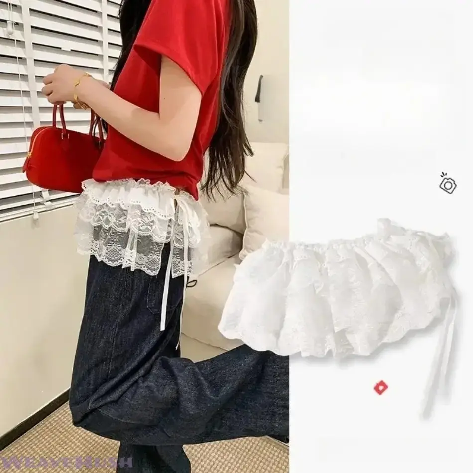 2026 New White Ballet Lace Layered Skirt, Cute Adjustable Strap Tutu Skirt Overlay, Versatile Sheer Fart Skirt Design, Perfect to Pair with Jeans & Hip Skirts, Elegant Sweet Fashion Style for Women Girls, Ideal for Daily Casual Streetwear & Party Out