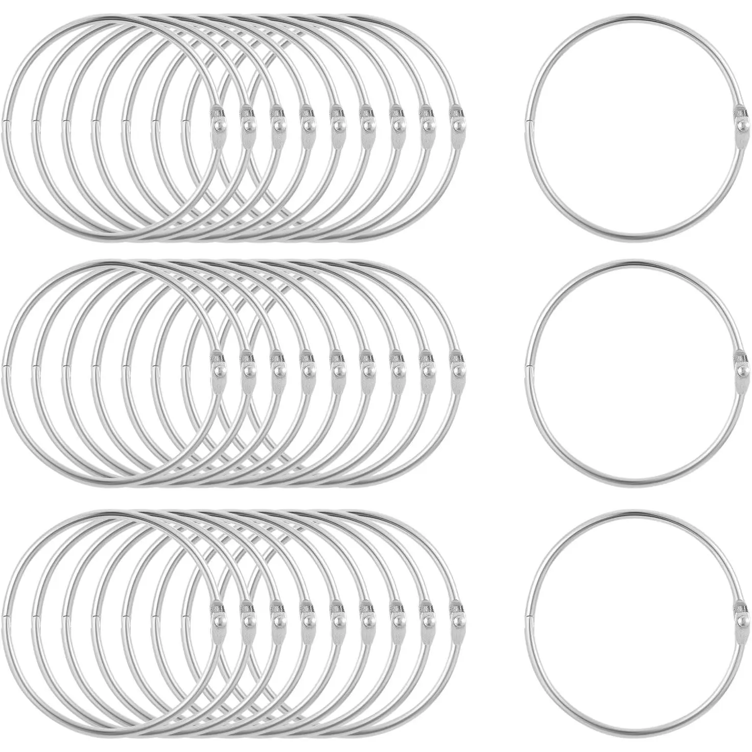 30 Pack Loose Leaf Binder Rings 3 Inch Binder Rings Metal Book Rings Heavy Duty Steel Office Book Rings for Paper Rings, Keychain Key Rings, Metal Rings for Index Cards for Home, School, and Office