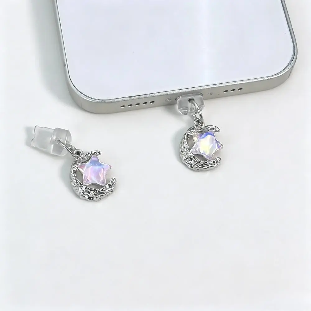 Astral Phone Protector | Moon & Star Dust Plug Set for iPhone/Type-C | Chic Tech Charm for Her | 1.6cm Celestial Accessory | #CelestialTech #PhoneBling #GalaxyAesthetic #TikTokTech #CuteGadgets #GirlBossTech