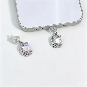Astral Phone Protector | Moon & Star Dust Plug Set for iPhone/Type-C | Chic Tech Charm for Her | 1.6cm Celestial Accessory | #CelestialTech #PhoneBling #GalaxyAesthetic #TikTokTech #CuteGadgets #GirlBossTech