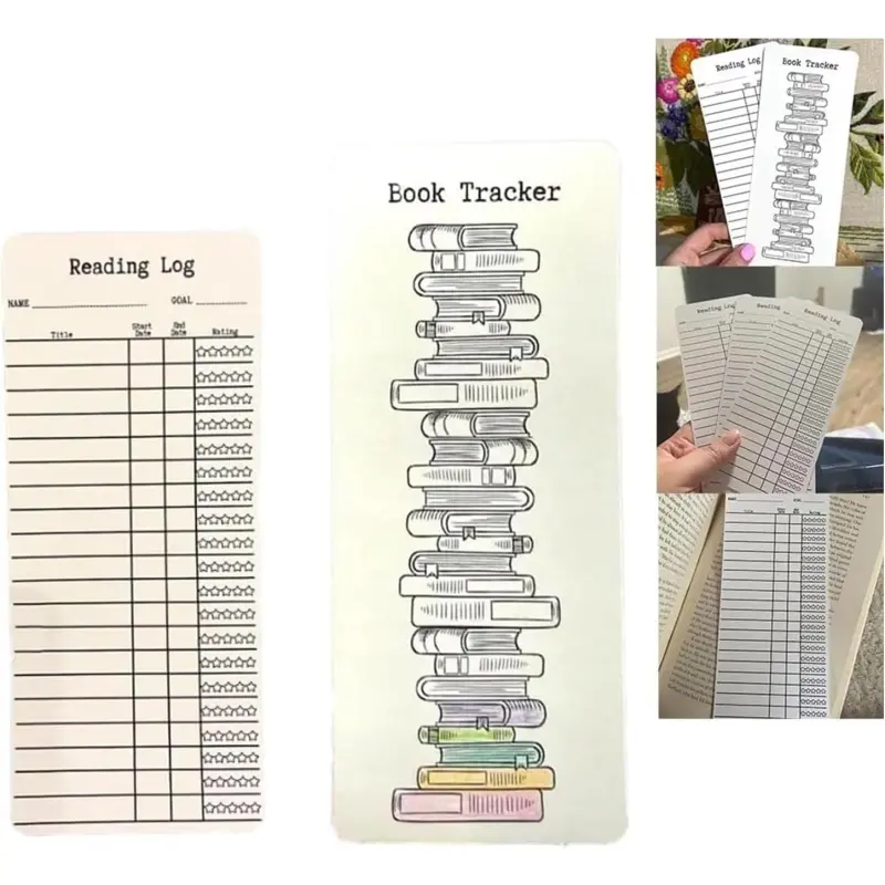 25 Pack Reading Log Bookmarks | Library Card Style Book Reading Tracker | Book Lover Accessories for Students, Book Club & Reading Tracking