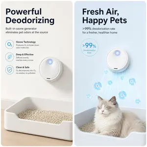 Adhesive Cat Litter Ozone Deodorizer – USB-Rechargeable Deodorizer, Fragrance-Free, Cat Litter Deodorizer, Eliminates Cat Litter Odors