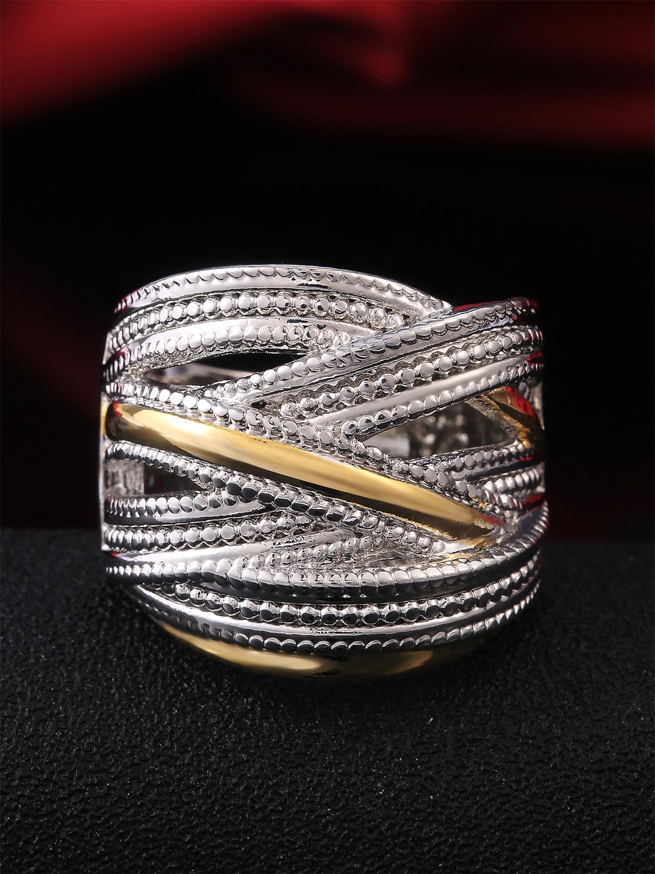Fashion Criss Cross Design Ring, Rings for Women, Textured Metal Decor Ring for Women, Wedding Engagement Bridal Jewelry Gift, Stackable Rings, Statement Rings, Unique Rings