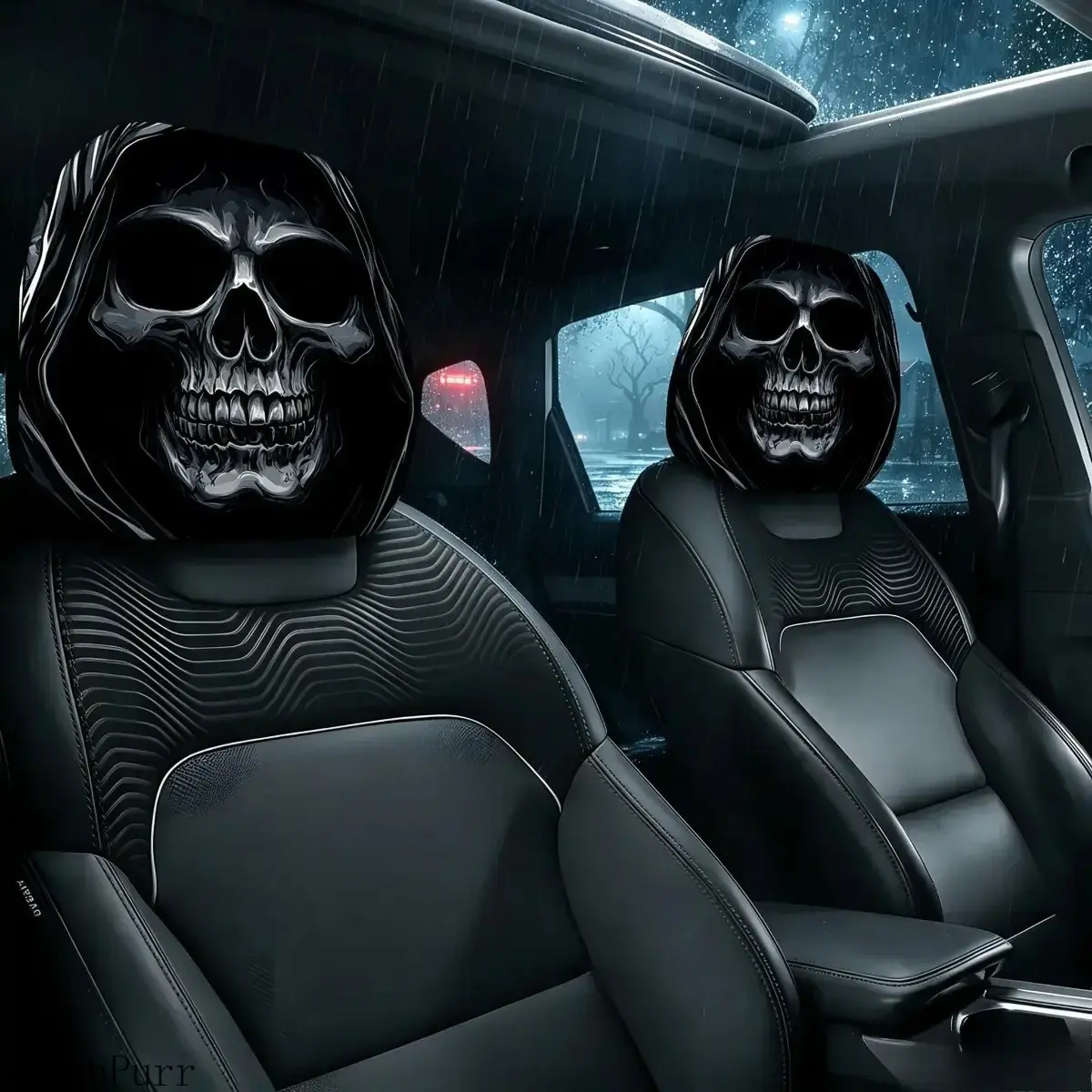 2pcs Polyester Car Headrest Covers - Fashion Portrait Printed, Slip-On Stretch, Universal Fit for Sedans Trucks SUVs, Washable Durable, Easy Install, Trendy SoHo Chic Car Interior Decor Upgrade (DIY Bag Accessory)