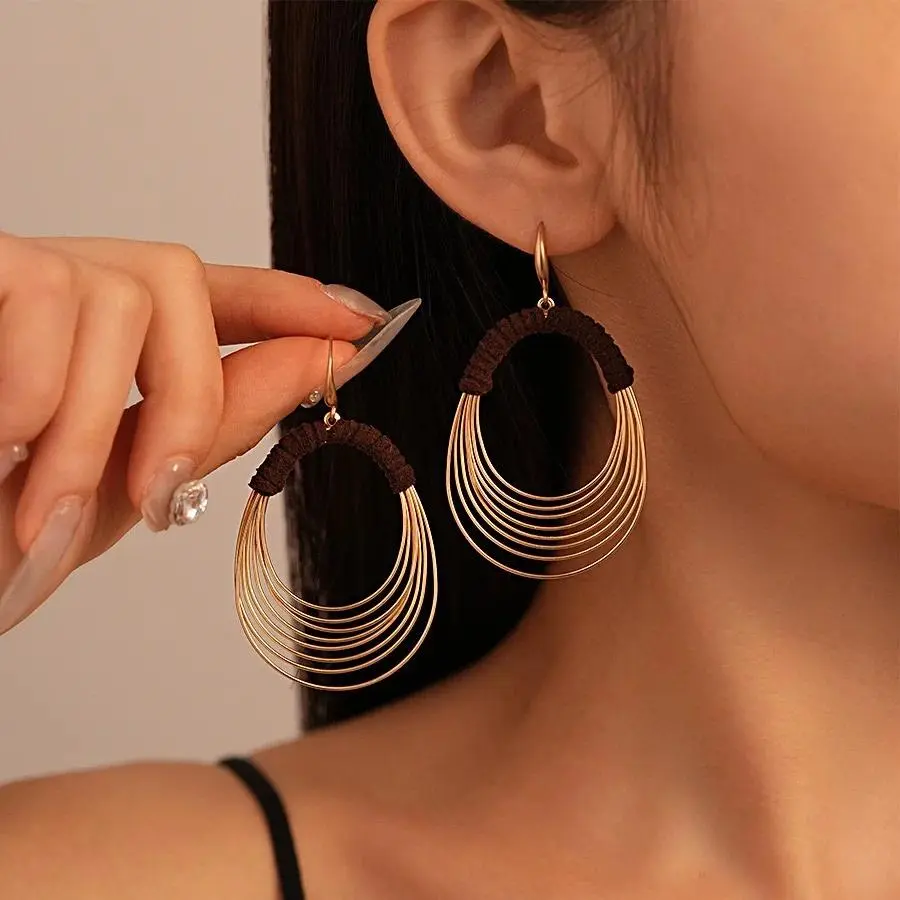 Statement Multi-Layered Circle Twist Hoop Earrings for Women | Aesthetic Geometric Layered Drop Earrings, Lightweight Jewelry for Night Out Party & Gift