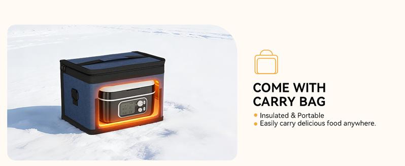 Yofidra Cordless Heated Lunch Box, 24000mAh 100W Electric Lunch Box with Smart Timer, 6.3-Cup Super Large Lunchbox for Men & Women, Portable Food Warmer with Insulated Bag for Outdoor/Office, Black