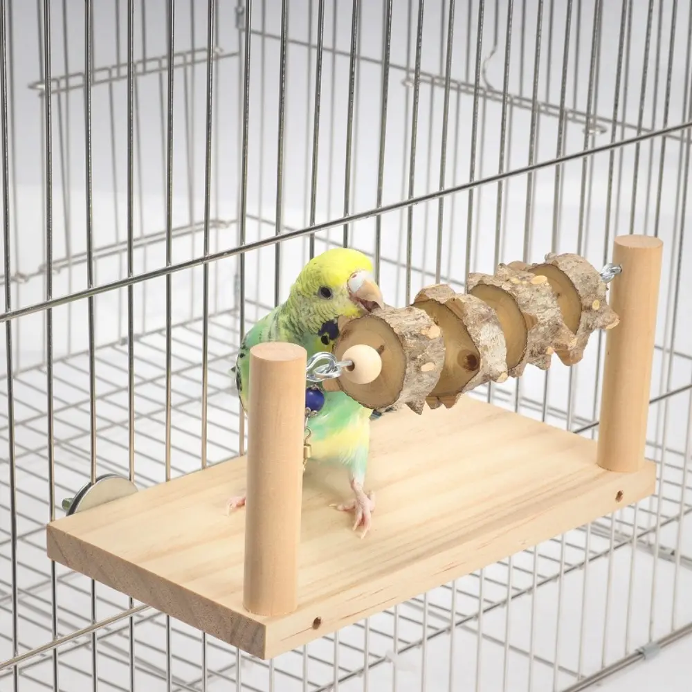 Sichuan Pepper Wood Parrot Perch Stand, Grinding Nail Stick Toy for Budgies to Relieve Boredom, No