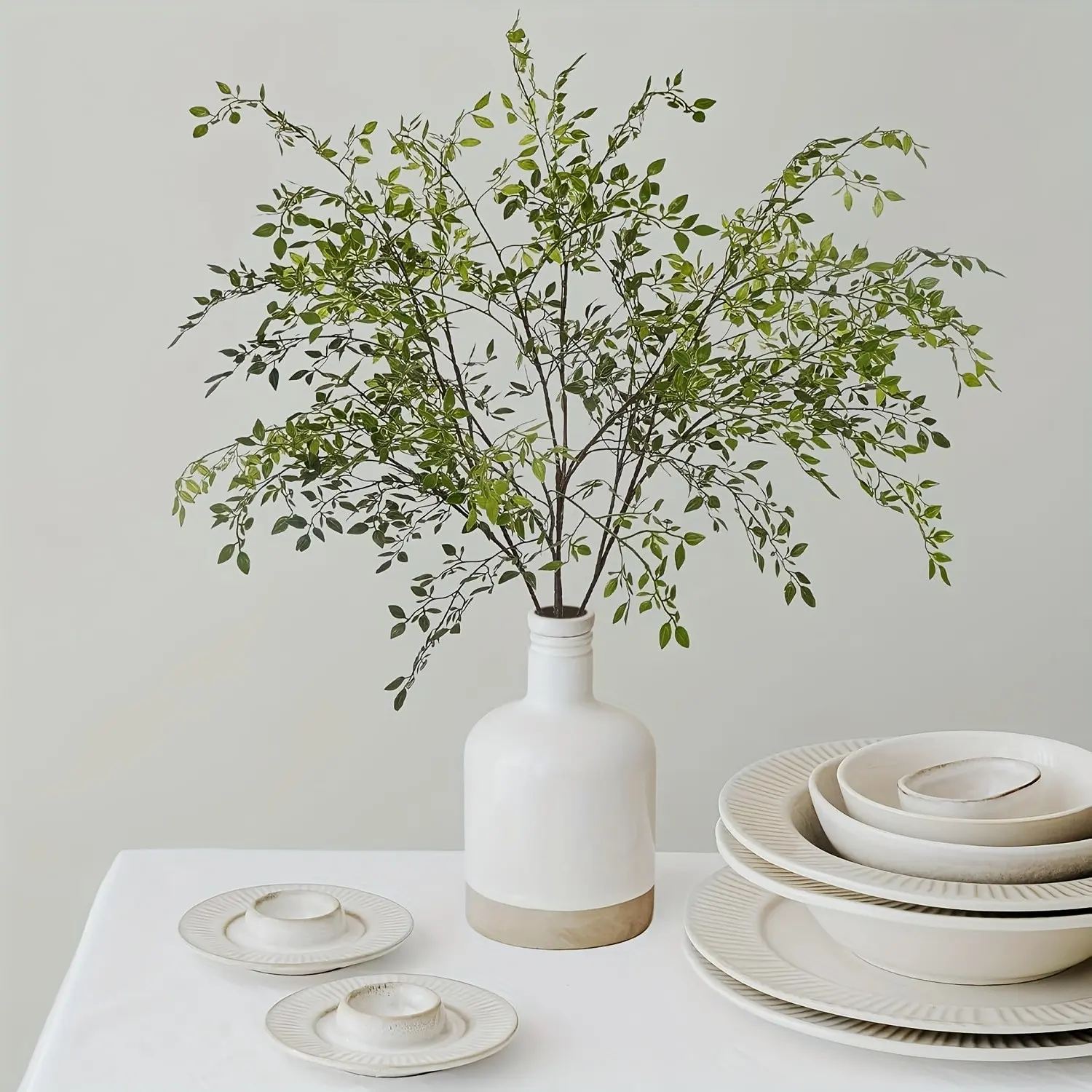 3PCS, Artificial Faux Plants, Decorative Fake Plants, artificial greenery branches, fake Carolina branches, plastic branches, suitable for home decoration, used as vase fillers, table centerpieces, soft, heat-resistant, non-fading