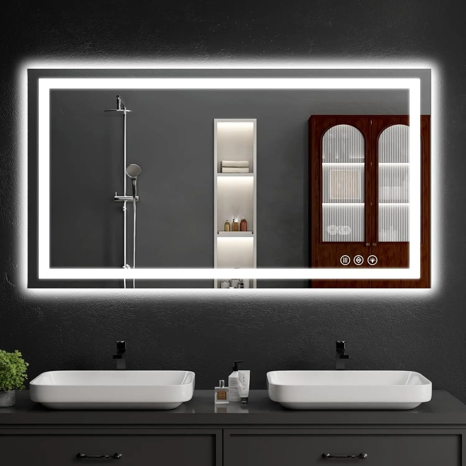 30"x48" Dimmable Lights LED Bathroom Vanity Mirror, Wall Mount, Anti-Fog, Backlit + Front Lit, Memory Function, Shatter-Proof Tempered Glass for Bathroom Vanity