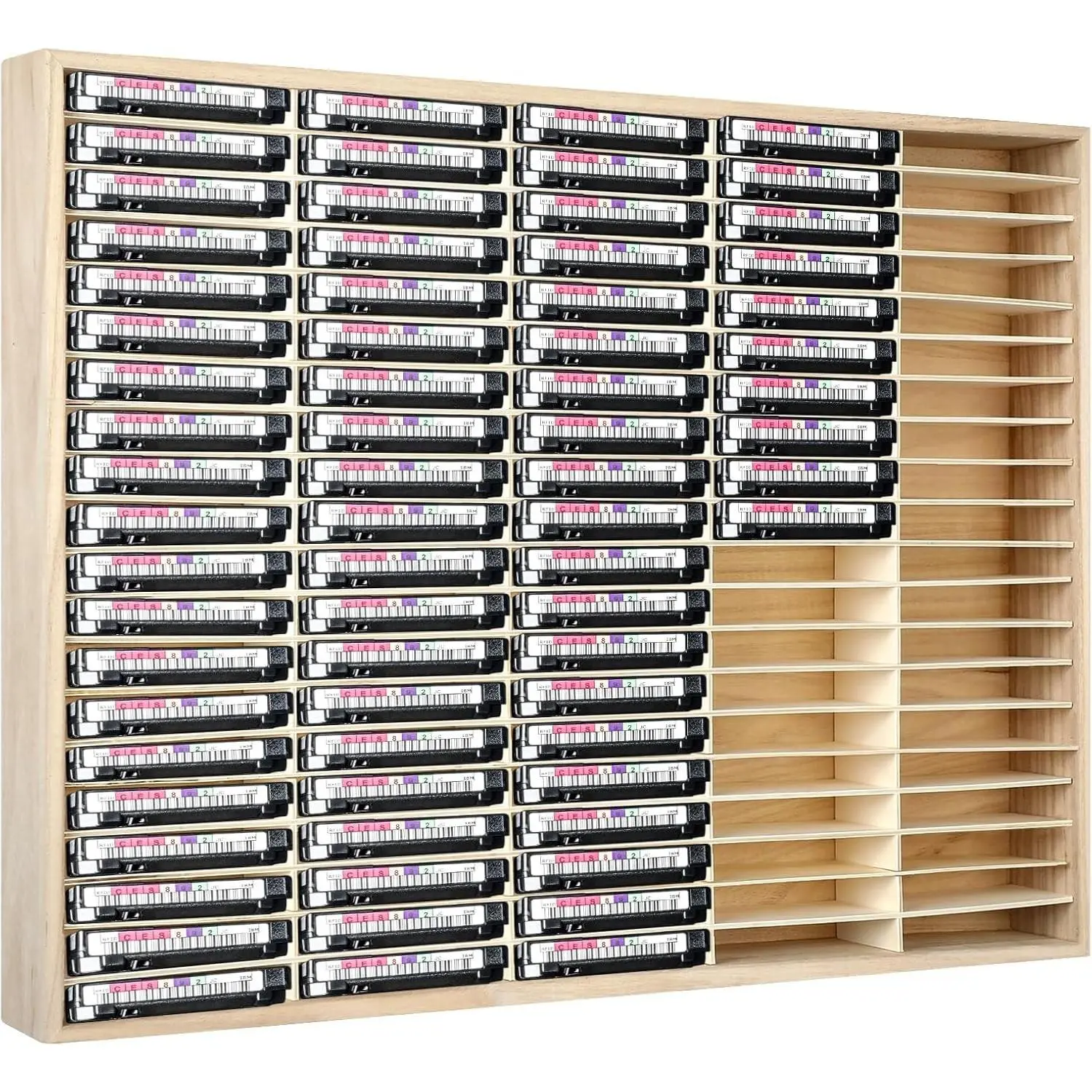 100 Slot Cassette Tape Storage Holder Wooden Audio Tape Organizer Cassette Tape Rack for Cassette Collections Audio Accessory