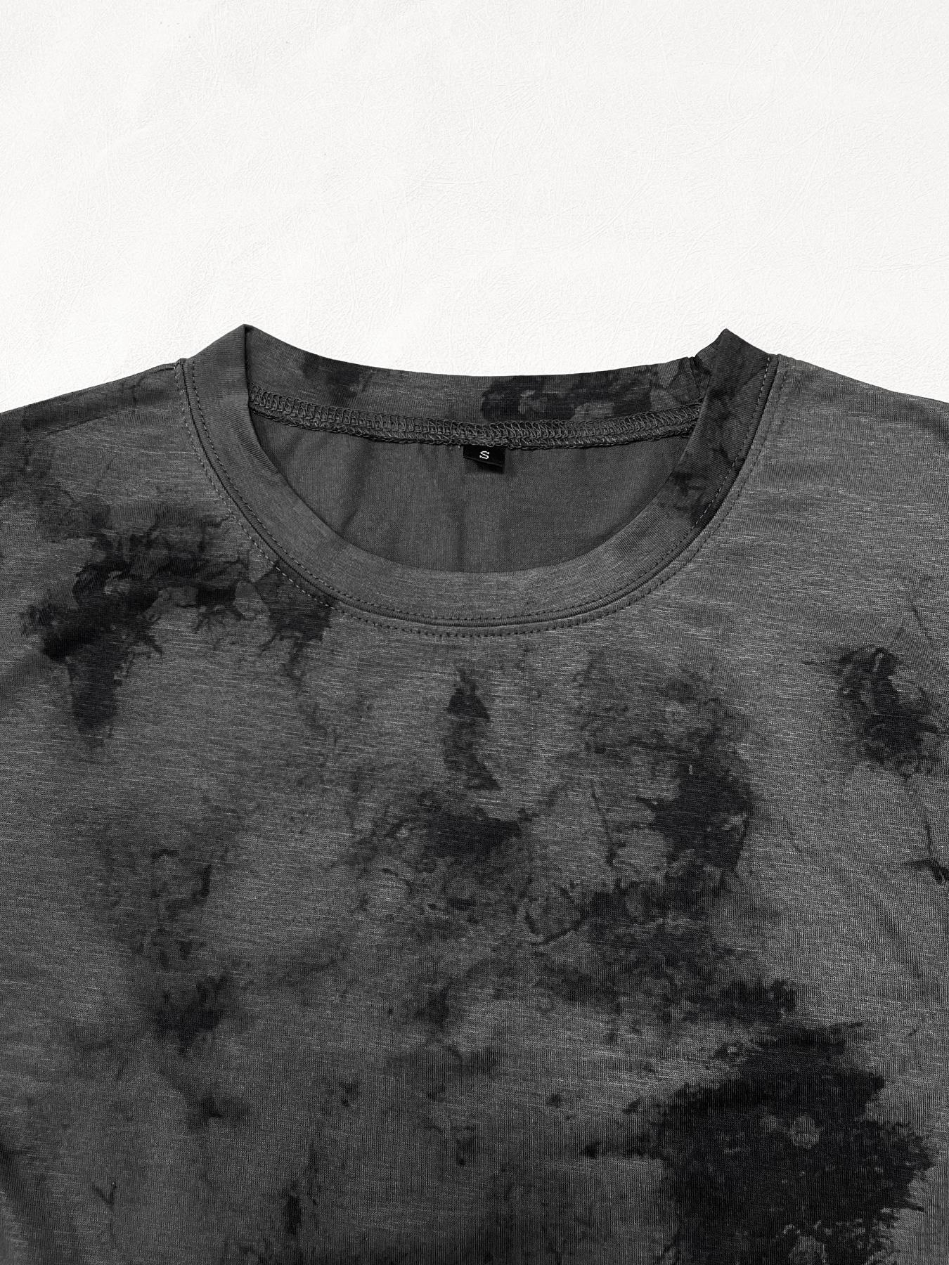 Women's Tie Dye Print Round Neck Tee, Fashion Casual Short Sleeve T-shirt for Daily Wear, Ladies Summer Clothes, Women's T Shirts, Summer Tops, Casual Everyday Wear Clothes for Women, Tshirt, Comfy Fabric, Fit, Womenswear, Casual Loose Tee