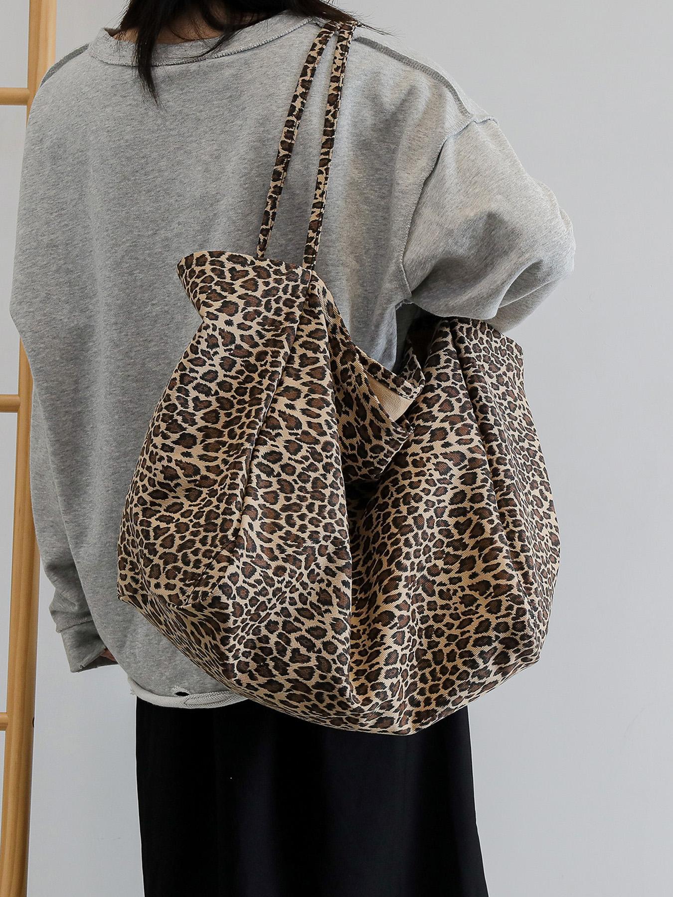 Women's Fashion Leopard Pattern Tote Bag, Large Capacity Shoulder Bag for Daily Used, Casual Trendy Versatile High-quality Daily Commuting Bag, Girl Fashionable Shopping Bag