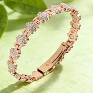 99.99% Pure Copper Bracelets for Women, Heart Shape Lucky Jewelry Inlaid with 3800 Gauss Ultra Strength Neodymium Magnets, Stylish Adjustable Magnetic Wrist Bracelet, Ideal Gift with Free Shipping