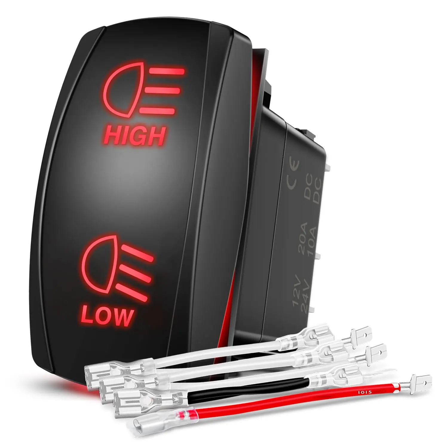 Nilight High Low Beam Headlights Rocker Switch Toggle On/Off/On DPDT 7Pin 12V 24V High/Low Jumper Wires for Cars Trucks Caravans Trailer Tractor RV SUV ATV UTV,2 Years Warranty