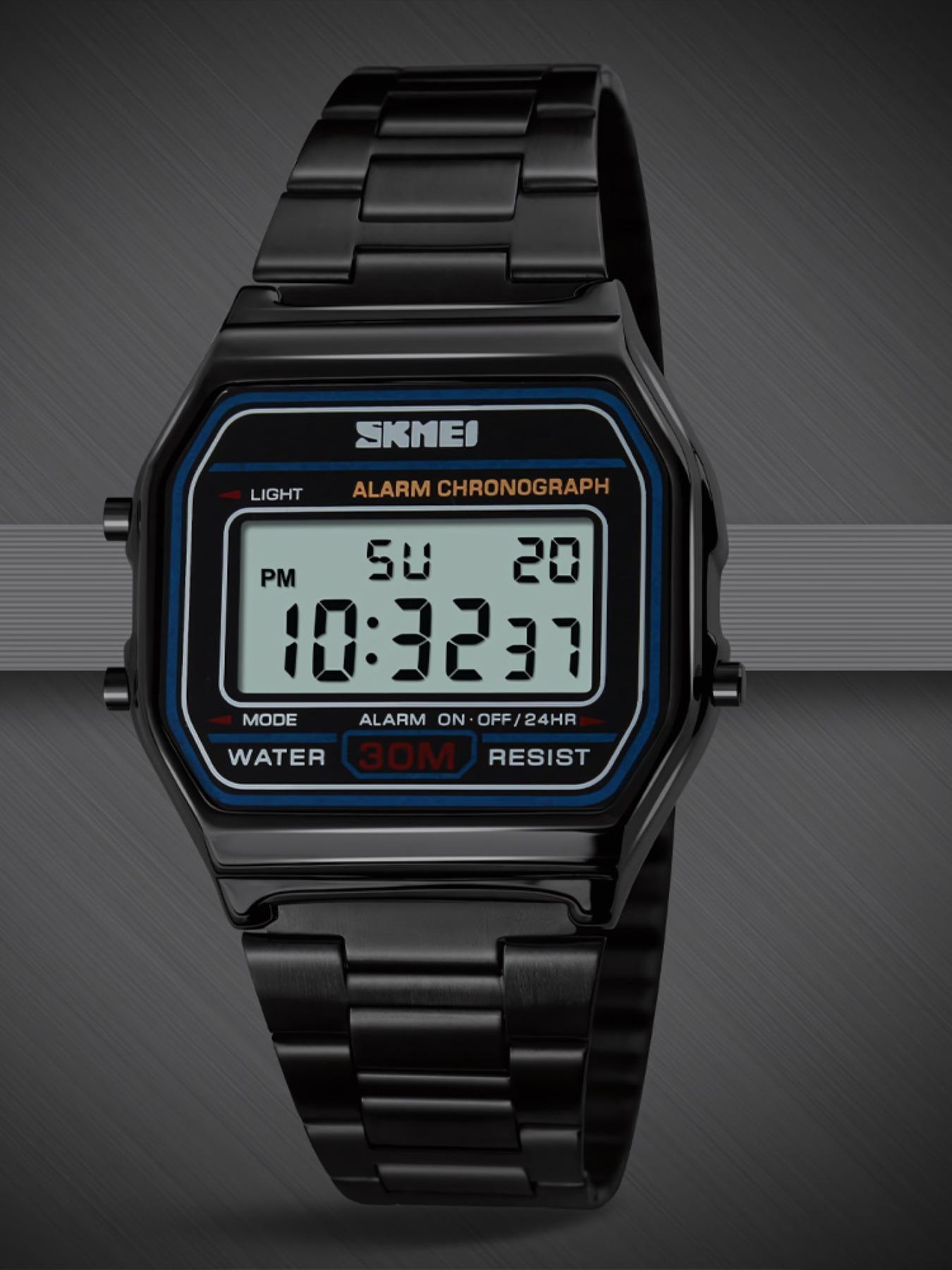 Skmei Square Electronic Watch, Urban Fashion Wristwatch, Modern Waterproof Watch, 30m Waterproof, Luminous Display, Alarm Stopwatch, Full Features, Multiple Colors Available