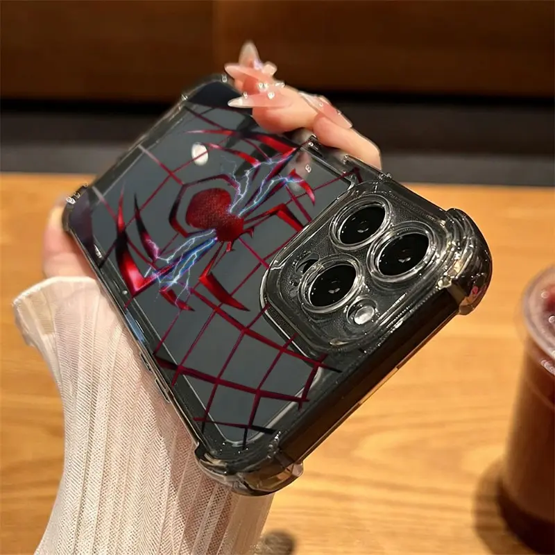 Red spider and spider web pattern, drop-proof and scratch-resistant, suitable for iPhone 17/16/15/14/13/12/11/X/XS/XSMAX and various Samsung phone cases. Perfect for gifting to friends, family, or yourself during the holidays.
