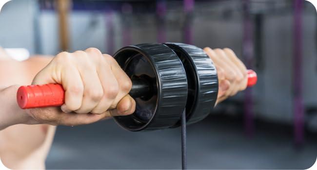 US Seller43 Fitness Forearm Strengthener & Wrist Roller - 2 in 1 Arm Exerciser with Non-Slip Premium Grip, Durable Nylon Rope - Helps with Elbow Tendonitis, Wrist Recovery & Strength Training (Patented)