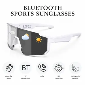 Bluetooth Sports Glasses for Cycling, Open-Ear Audio, Hands-Free Calling, Polarized UV400 Lens, Touch Control Music Eyewear for Outdoor Riding