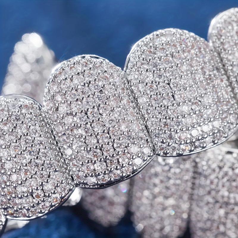 Iced Out Cubic Zirconia Grillz for Men & Women - Gold Silver Micro Pave Top Bottom Teeth Jewelry, Unisex Glitter Gift Oral