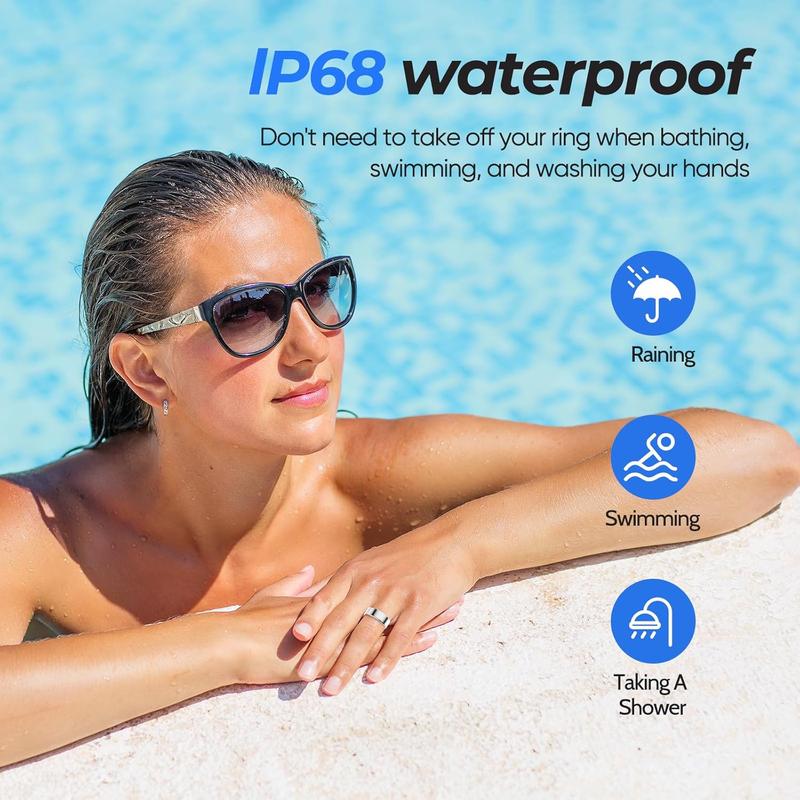 Four colors sizes 7-12, smart rings, smart health rings for men and women, fitness tracker with heart rate, blood oxygen, blood pressure, sleep monitoring and step counting, IP68 waterproof, compatible with iPhone and Android, no subscription fee required