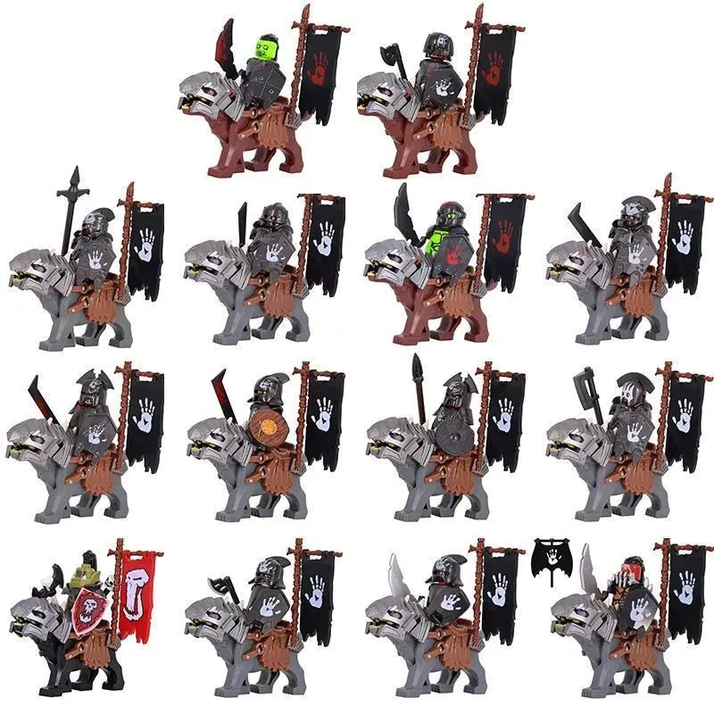 1PCS Fantasy Theme Lotr Orks Brick Set, Orc Cav Banv 01 Minifigures with Brown Wolf Rider Mount Knights Building Blocks Toys for Kids Gifts (2026 Hot Item)