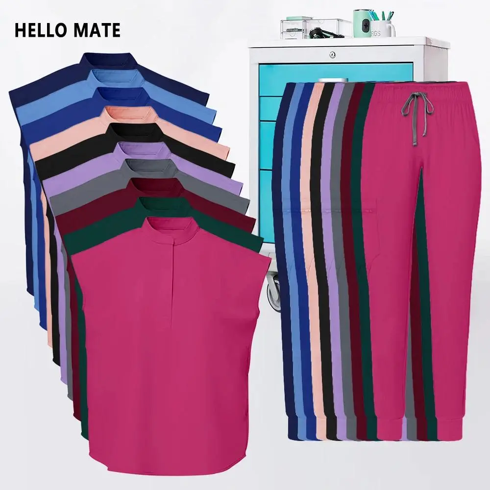 Nurse Scrub Blouse Pants Hospital Pharmacist Workwear Medical Surgical Uniforms Women Nursing Clothes Dentist Clinical Work Suit