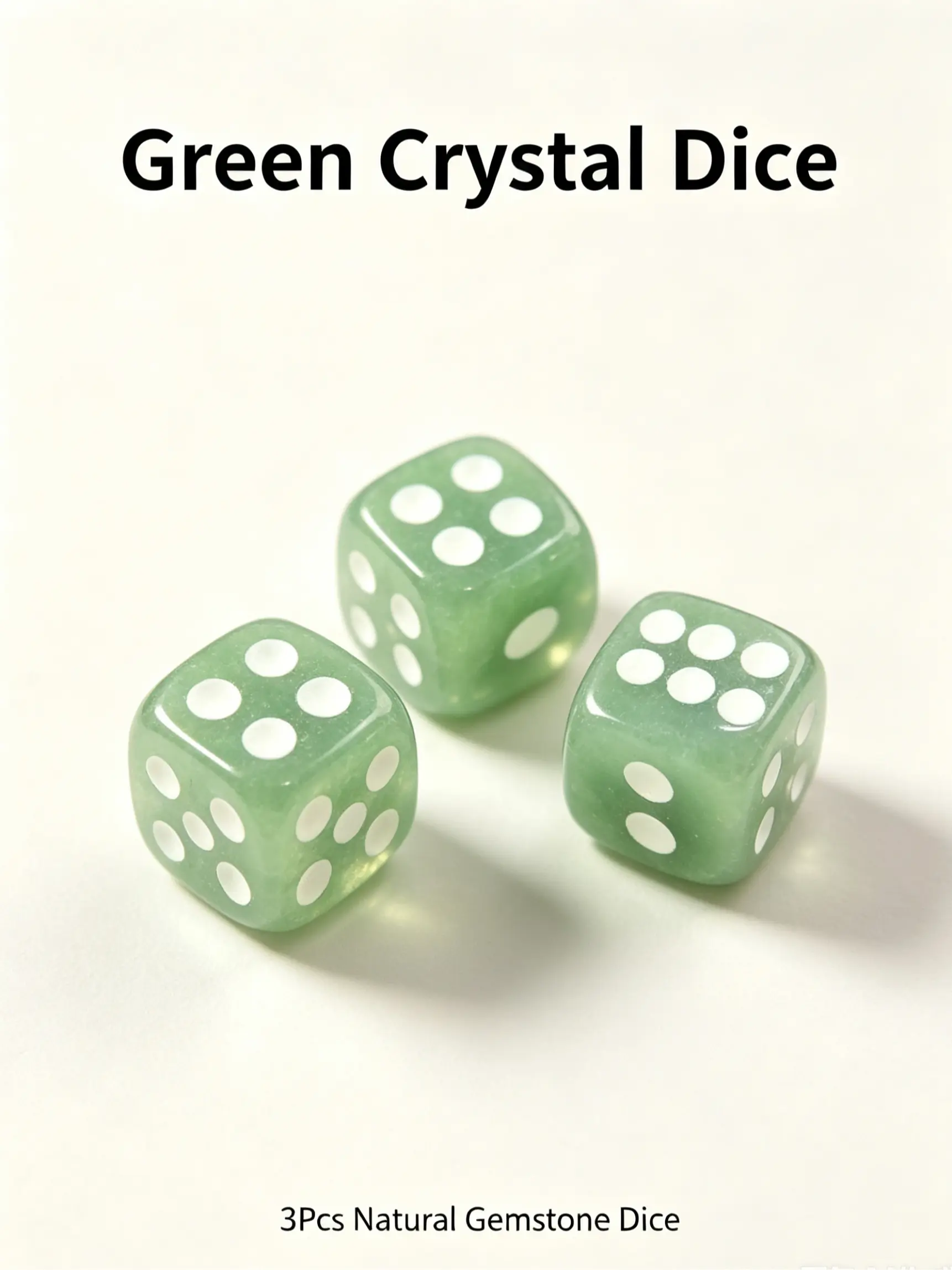 3Pcs Natural Green Aventurine Dice 15mm Polished D6 Six Sided Crystal Dice Spiritual Healing Gemstone Divination Table Game Collection Gift