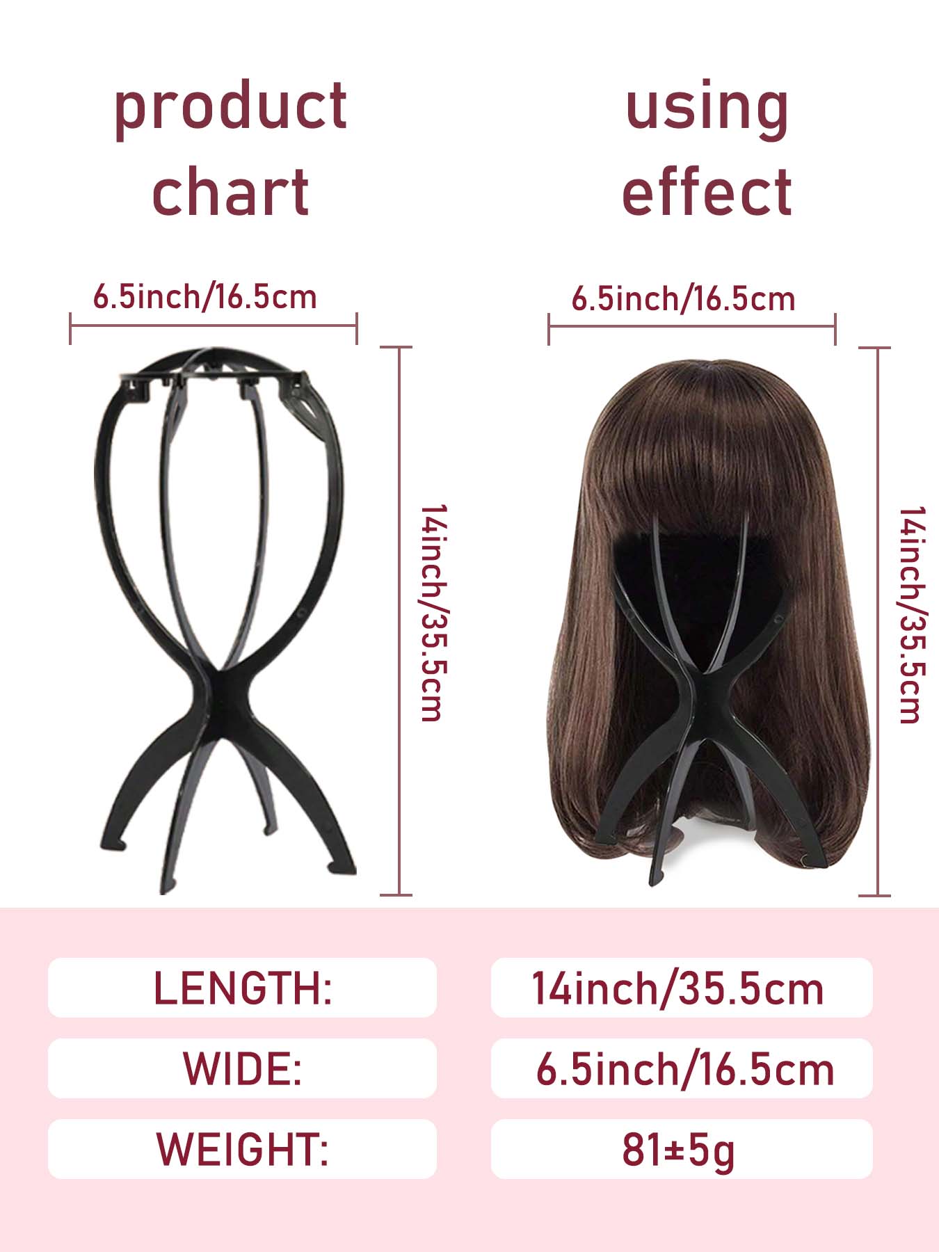 Solid Color Portable Folding Wig Stand, Wig Display Stand & Mannequin Head Holder, Wig Tool & Hair Extensions Accessory