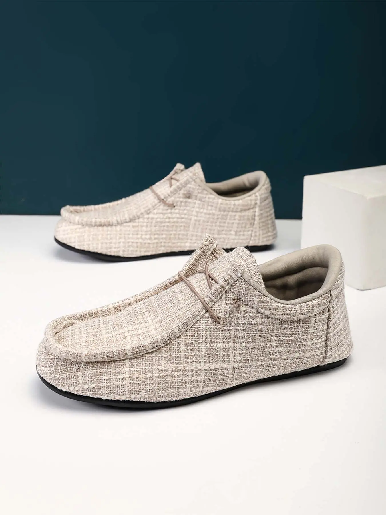Men's Vintage Linen Slip-On Loafers, Breathable Soft Sole Casual Moccasins Walking Shoes for Daily Wear, Casual Breathable Footwear