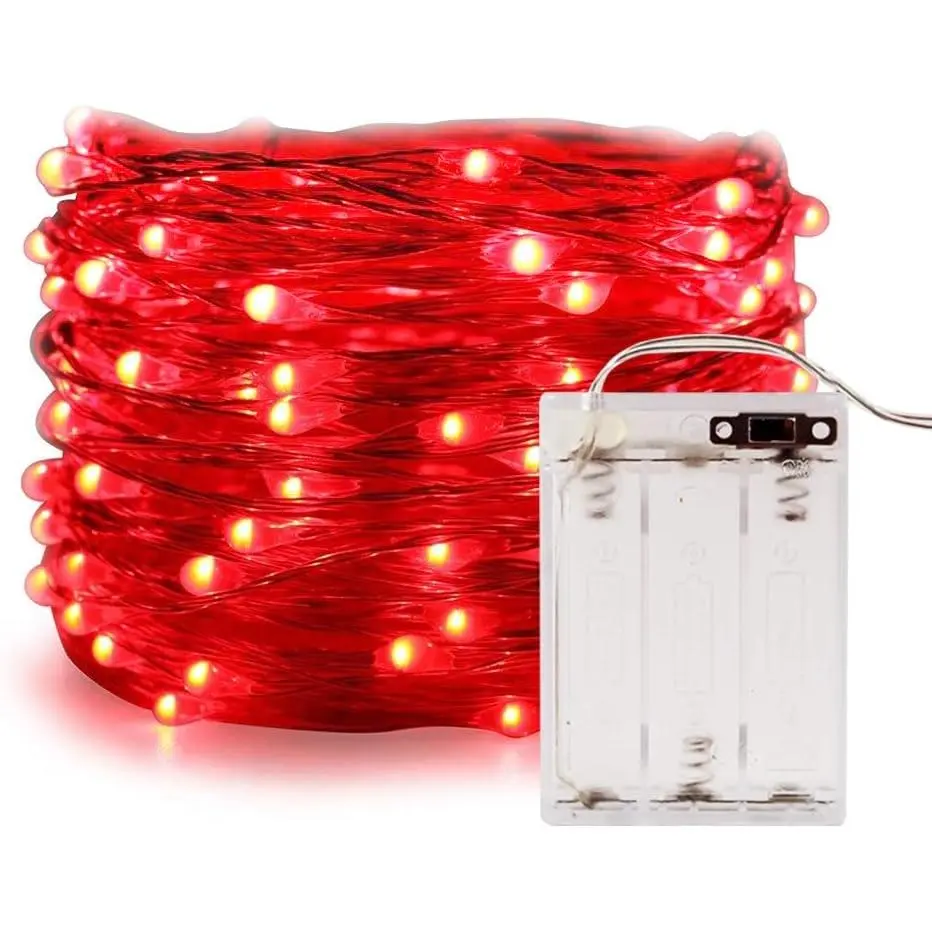 String Lights, 16.5Ft/5M 50leds Bright Light Party  Festival Decorations  Operated Lights(Red)