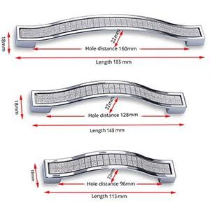 Euro Grind Arenaceous Rhinestone Crystal Cabinet Handle Pulls Knobs, 4.5" Length (3.8" Hole Centers), Silver, Zinc Alloy, 10-Pack