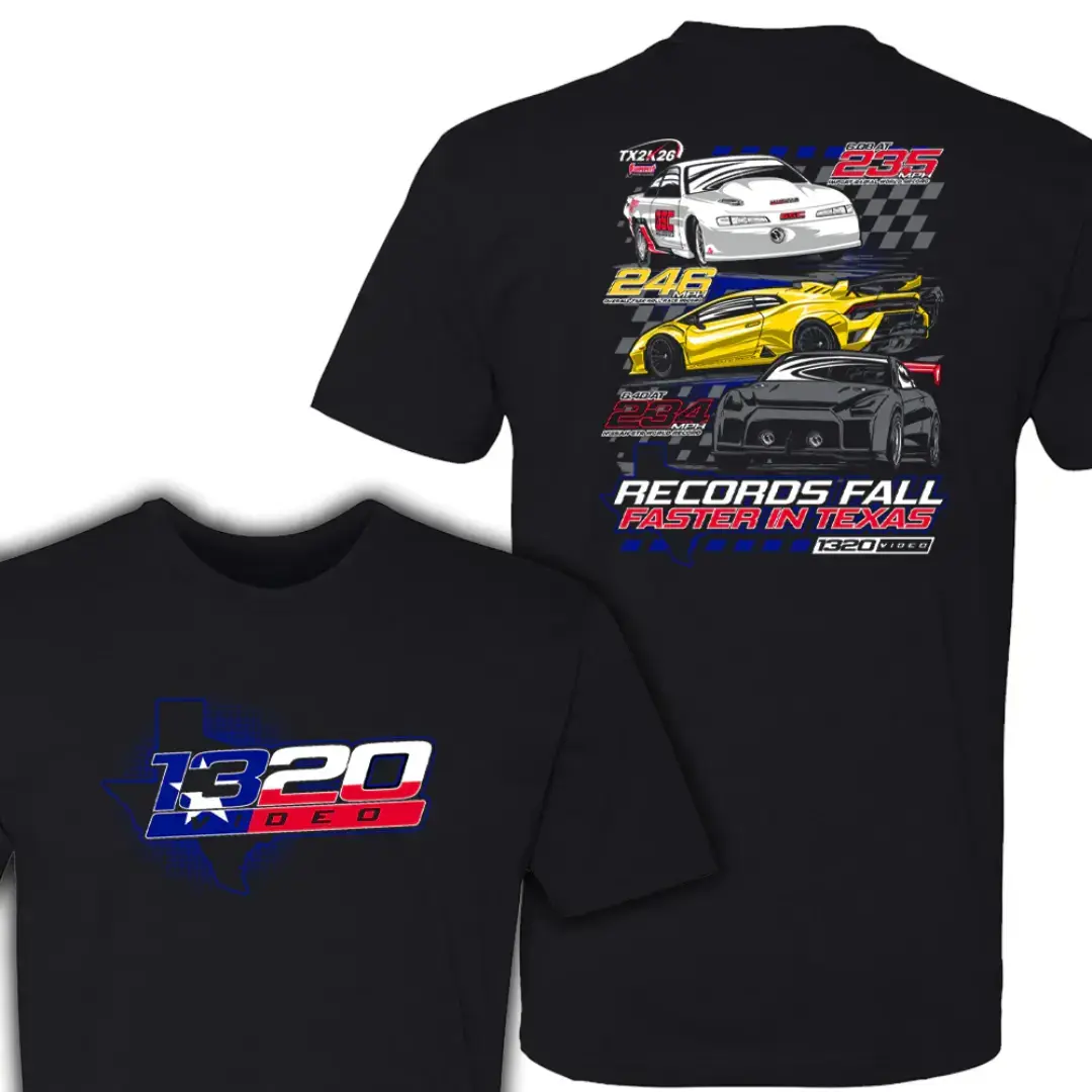180g[100%cotton][1320 VIDEO] Records Fall Faster in Texas Racing Shirt, 1320 Video Drag Racing Texas Event Street Cars, Gift for Racing Fans & Speed Lovers, Motorsport Track Day Tee