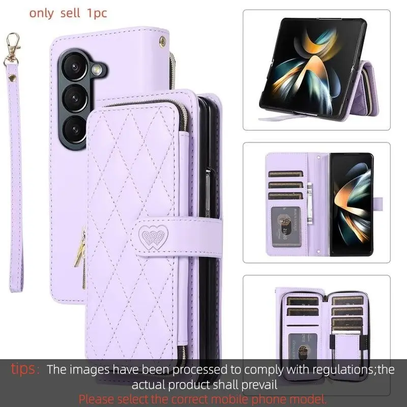 Crossbody Lanyard Leather Smartphone Cellphone Protective Phone Case Casing for Samsung Galaxy Z Fold 7 6 5 4 3 Fold5 Fold4 Fold6 5G Wallet with Card Holder Slot Cover Accessories