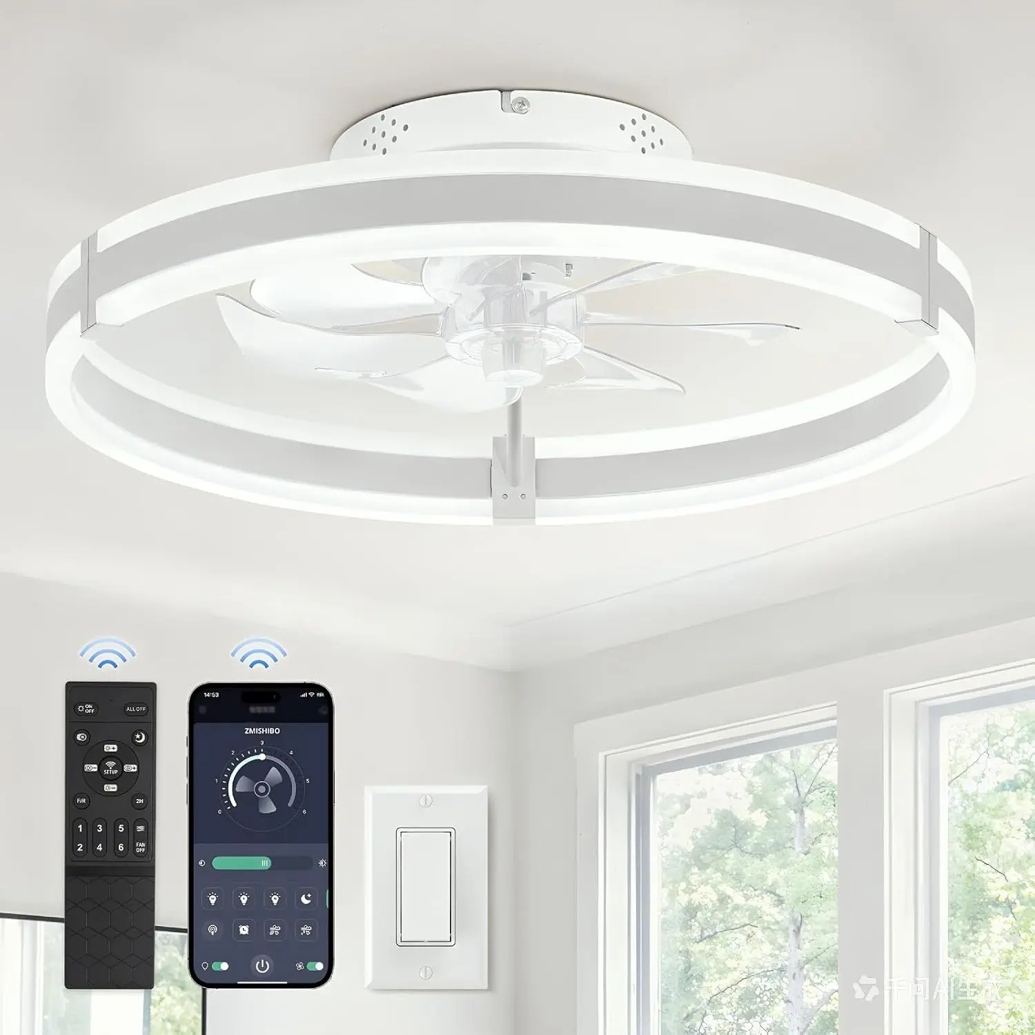 Whisper-Quiet Smart Fan Light with App & Remote, Memory Setting Saves Preferences, Dimmable LED, 6-Speed Reversible Airflow, Easy DIY Split Installation, No Wobble, Perfect for Bedroom Nursery Home Office, Cool & Bright All-in-One Solution