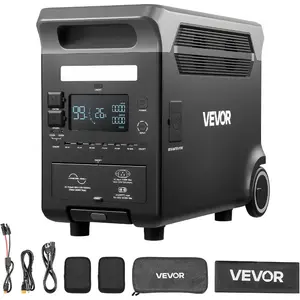 VEVOR Portable Power Station, 3600W 3840Wh Power Station Solar Generator with 10 Output Ports Adjustable Input Power, Expandable LiFePO4 Battery Backup for Home Camping RV (Solar Panel NOT Included)