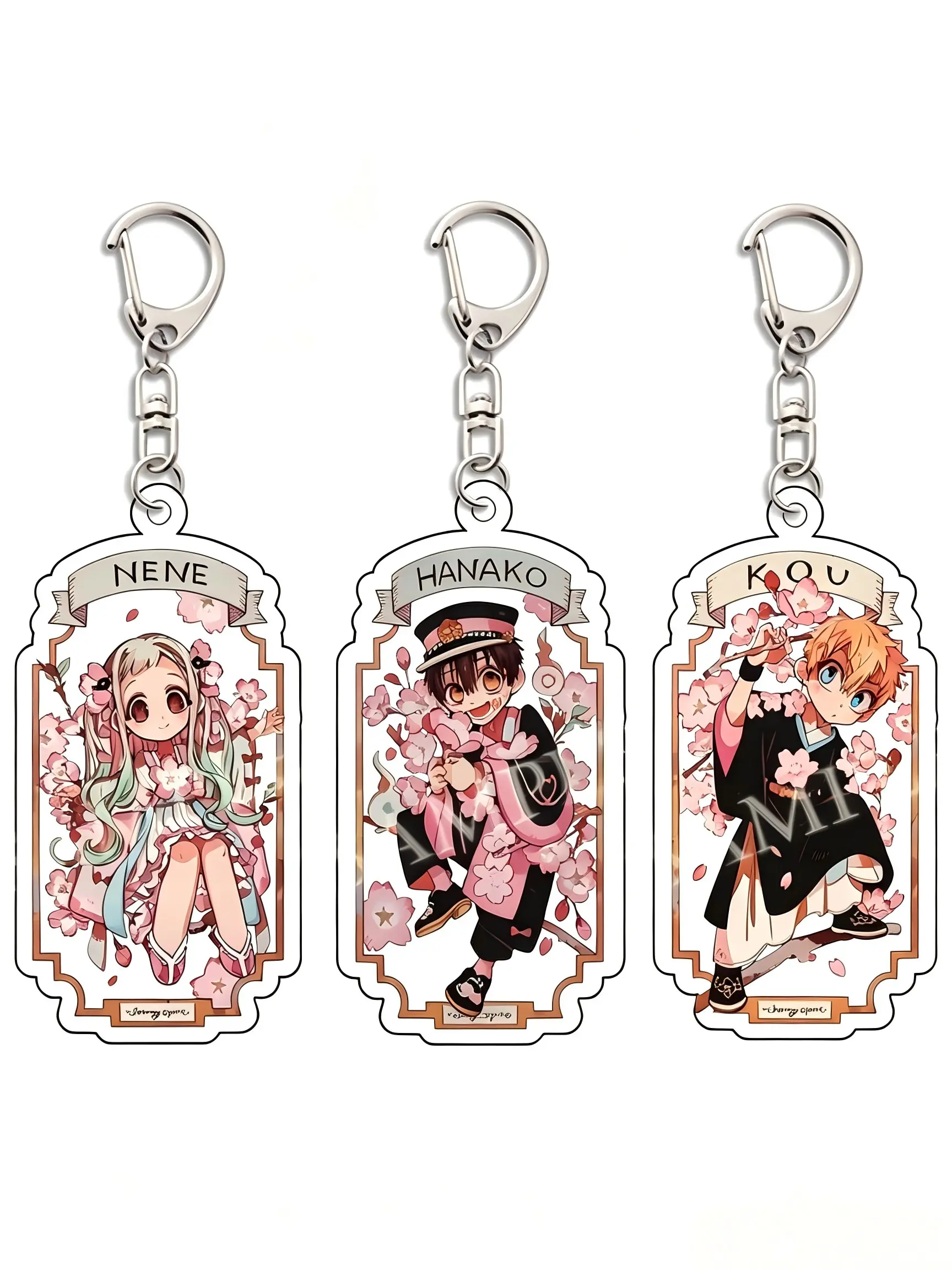 2D Plane 3-Piece Set Japanese Anime Classic Characters Acrylic Keychain, Cute Cartoon Acrylic Key Ring Pendant, Bag Decoration, Aesthetic Keychain