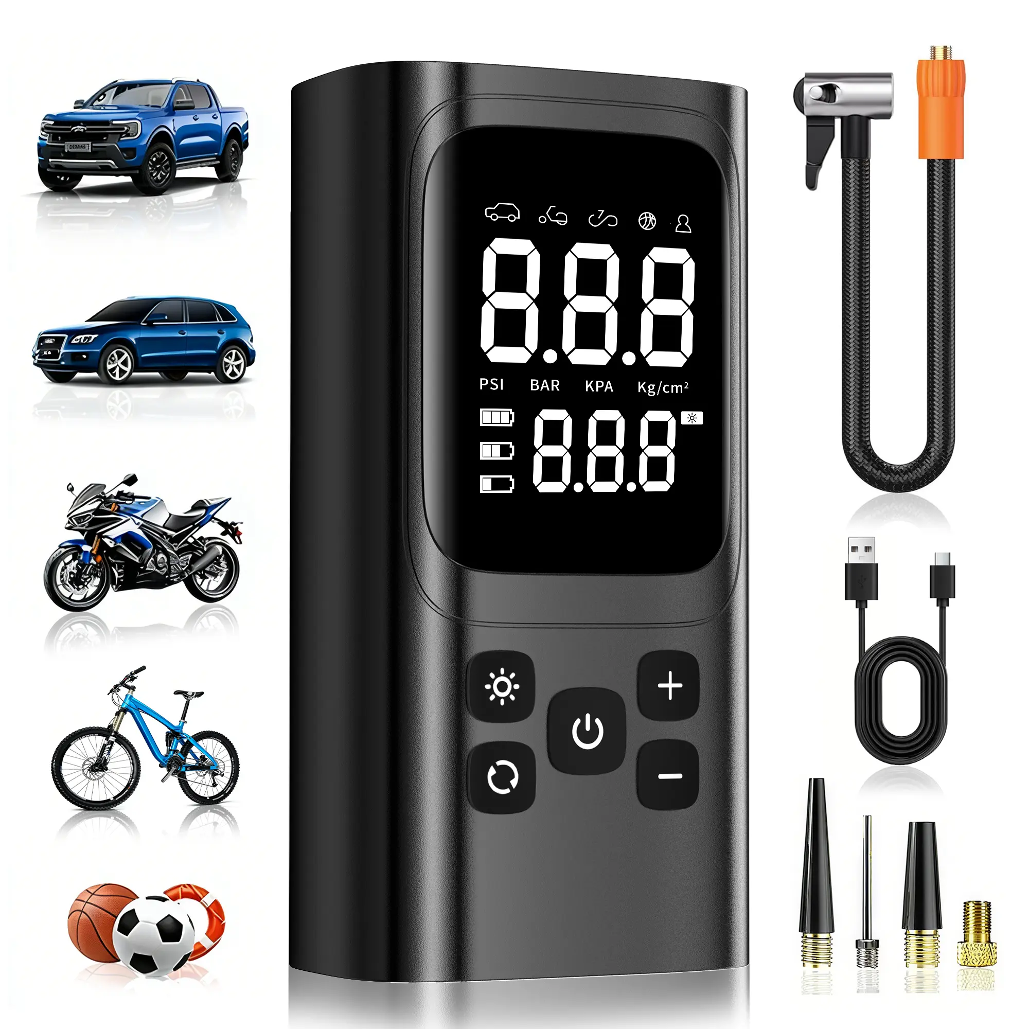 【NOBIWA】Compact Automatic Tire Inflator - Cordless Portable Air Compressor with High-Capacity Battery, Wireless Digital Display, Enhanced Safety, Auto Shut-Off, Pressure Monitoring, Inflator Pumps, Inflation Kit, Car Repair Tools, Car Accessories
