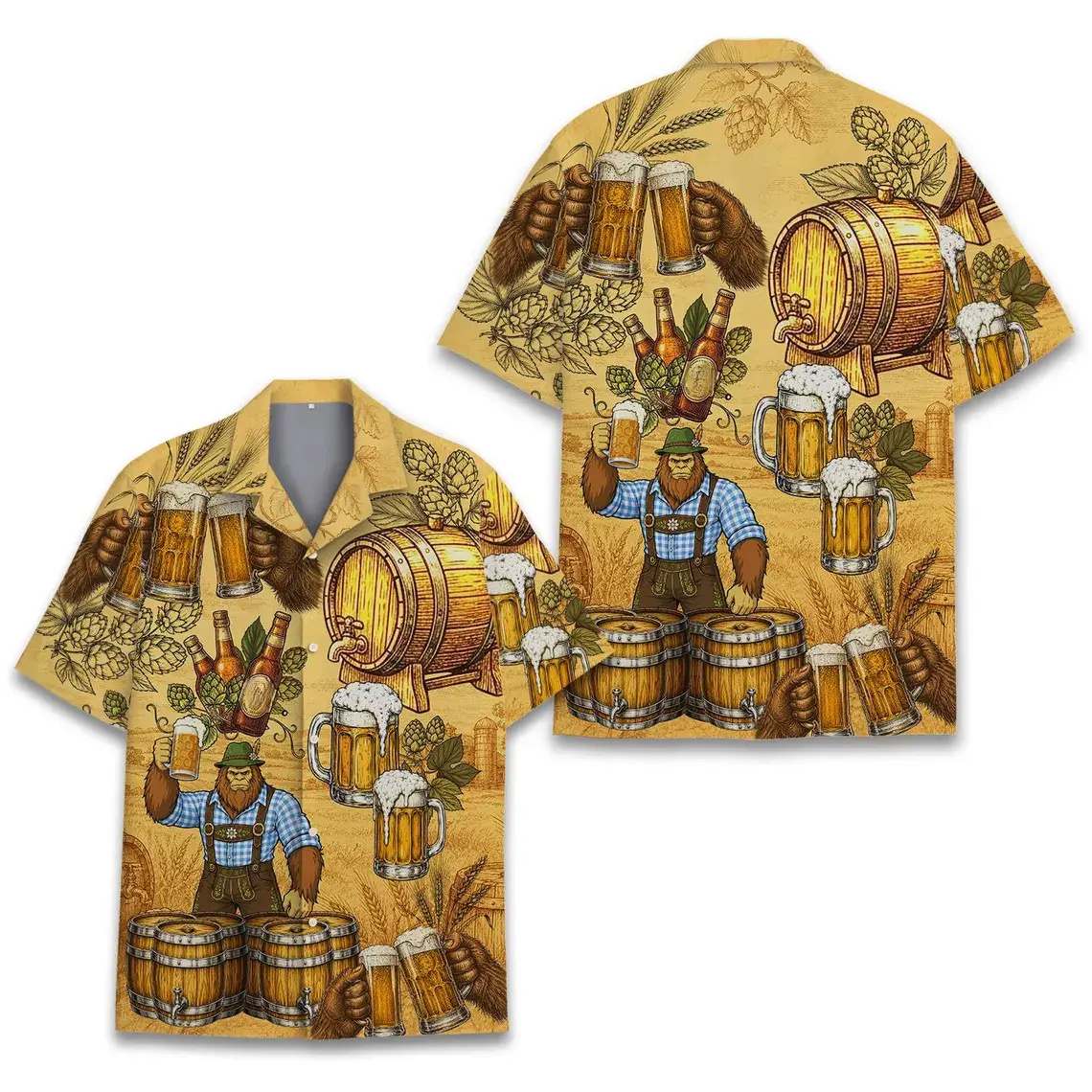 Bigfoot Beer Festival Hawaiian Shirts (for both men and women), funny Bigfoot beer printed shirts for festival wear, party clothing as gifts