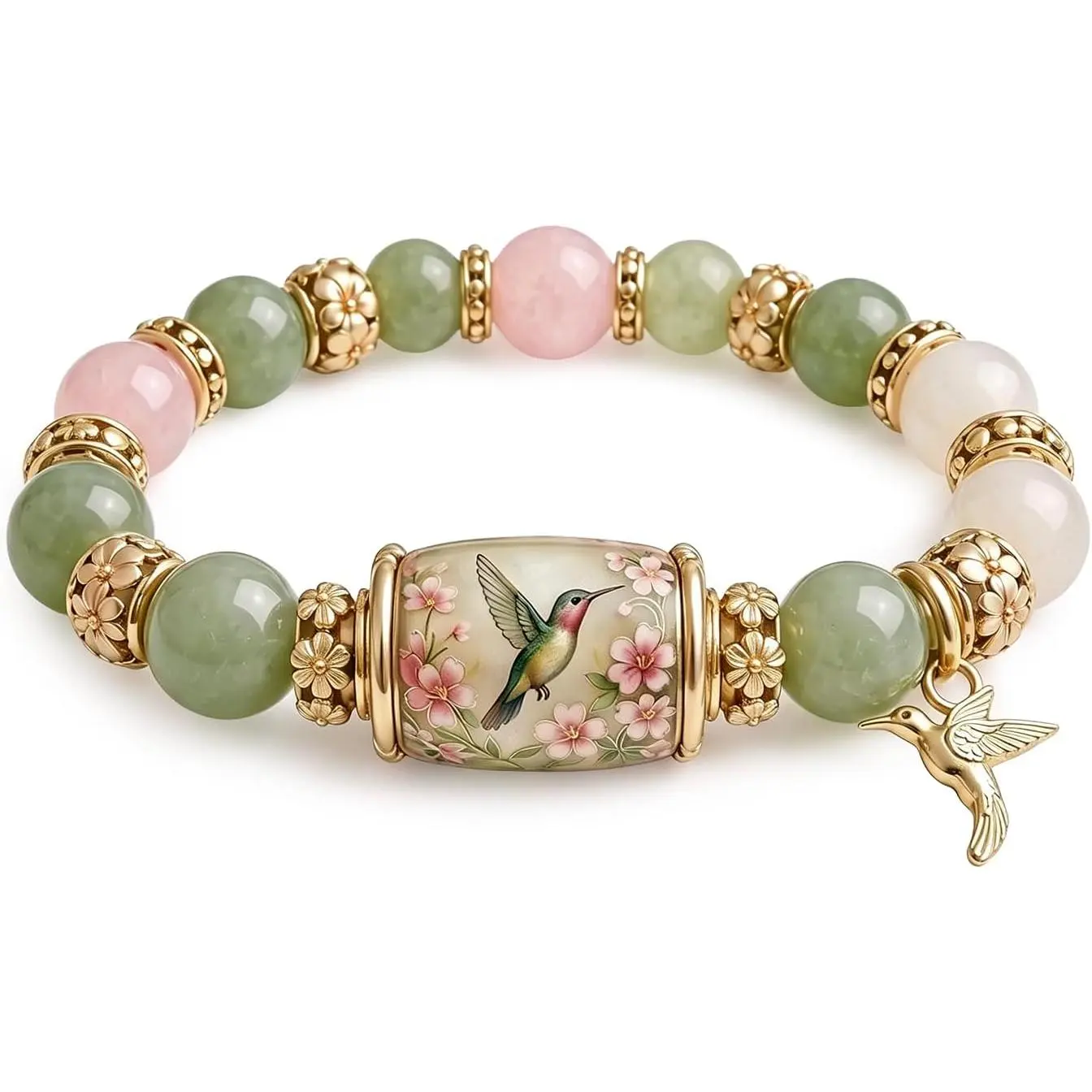 2026 Spring Blessings Hummingbird Bluebird Bracelet for Women | Adjustable Elastic Beaded Bracelets with  Color Beads, Inspirational Strength Fashion
