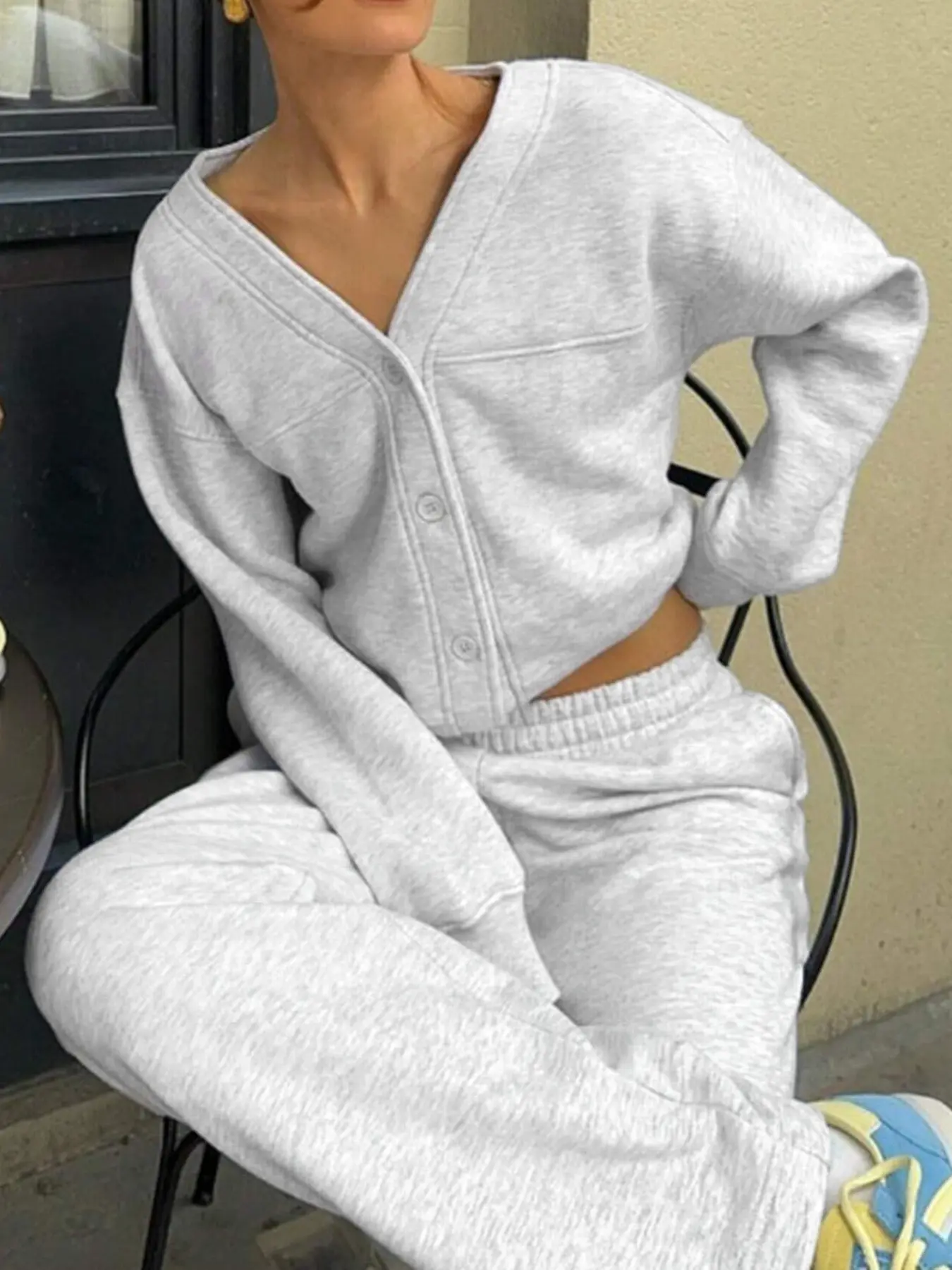 Women's 2-Piece Set Knit Cardigan Jacket & Pants, Fashionable Comfortable for Casual Days, Perfect for Autumn Winter Home Relaxation