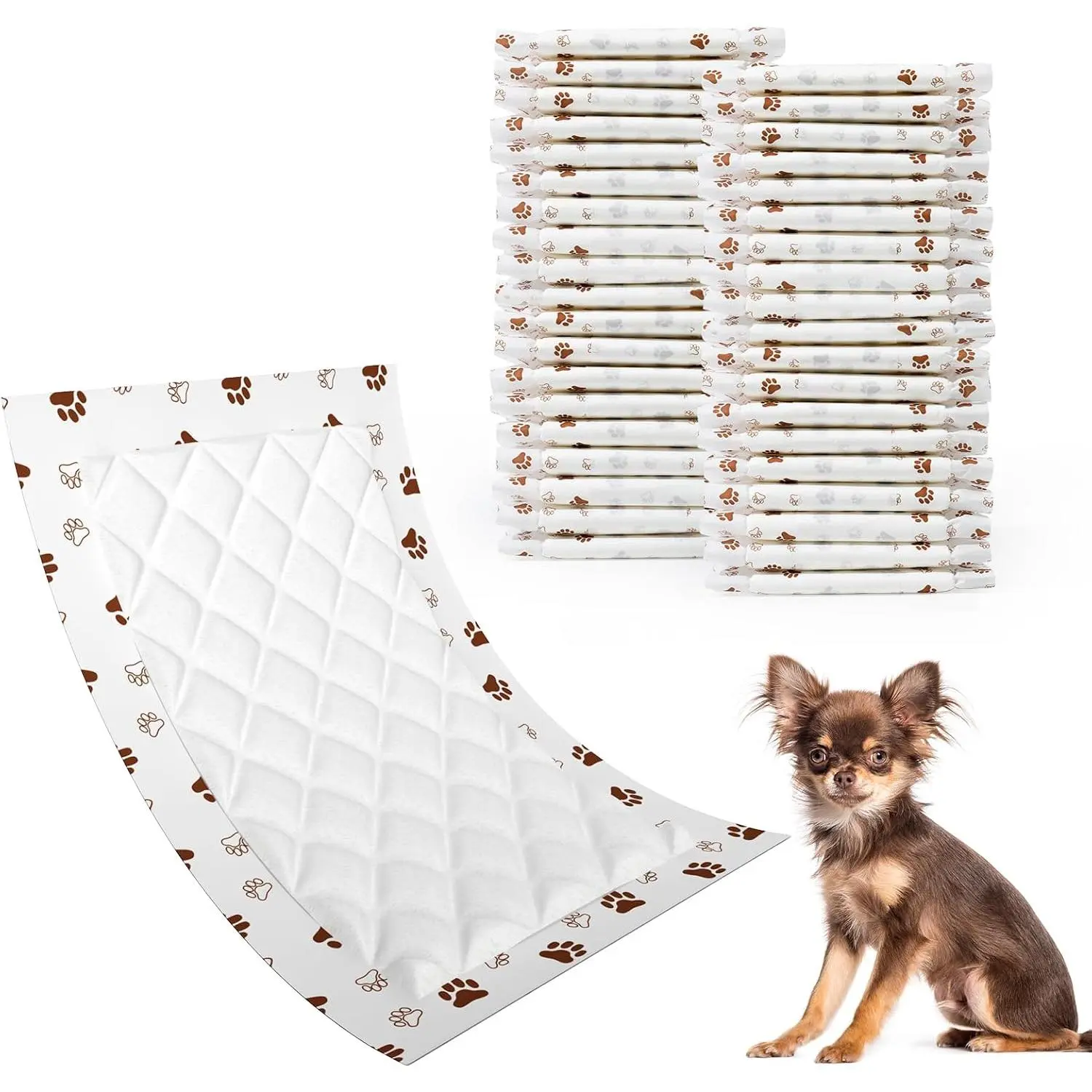 Diaper Liners,  Diaper Pads, Disposable Dogs Booster Pads for Puppy,  Band Dogs Diapers Liners Male Doggie Diapers Inserts (Paws, XS 25Count)
