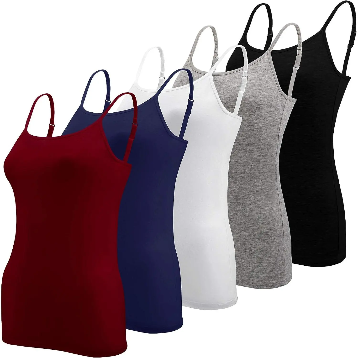5 Pcs Women's Camisole Tank Top Undershirt Spaghetti Strap Basic Camisoles(Gift)