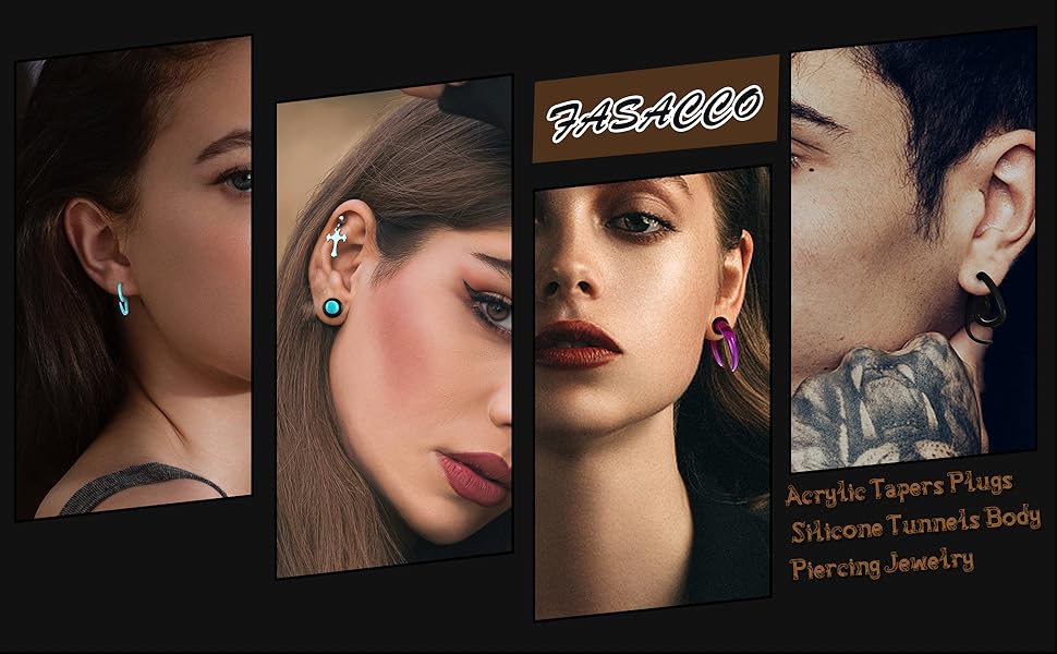 FASACCO 86Count Ear Stretching Kit Acrylic Tapers and Plugs Spiral Tapers Silicone Tunnels Gauges Expander Set Ear 14G-00G Body Piercing Jewelry Set