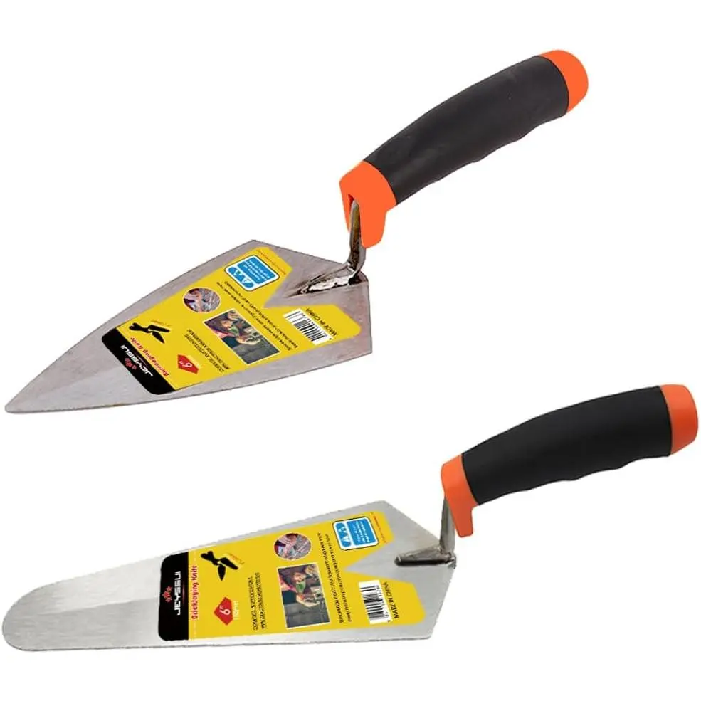 Concrete Trowel Set, 2 Pack 6" Carbon Masonry| 2-piece 6" masonry trowel set with carbon blades and soft grip handles for pointing, gauging and cement work.