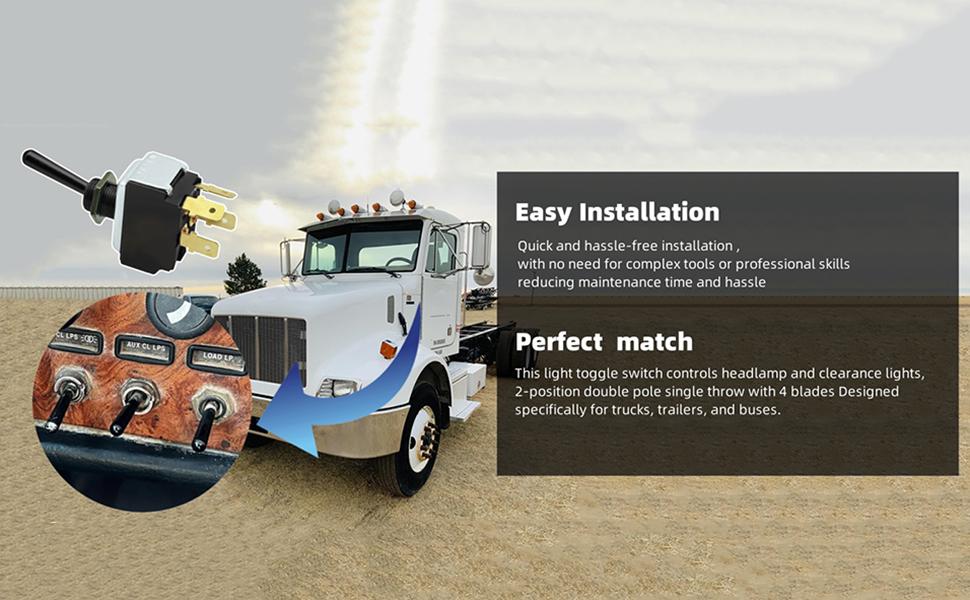 16-06657 Headlight Switch Fit for Peterbilt 330 357 359 377 378 379 387,Toggle Switch Replace 1606657 577.75611-1 Year Warranty