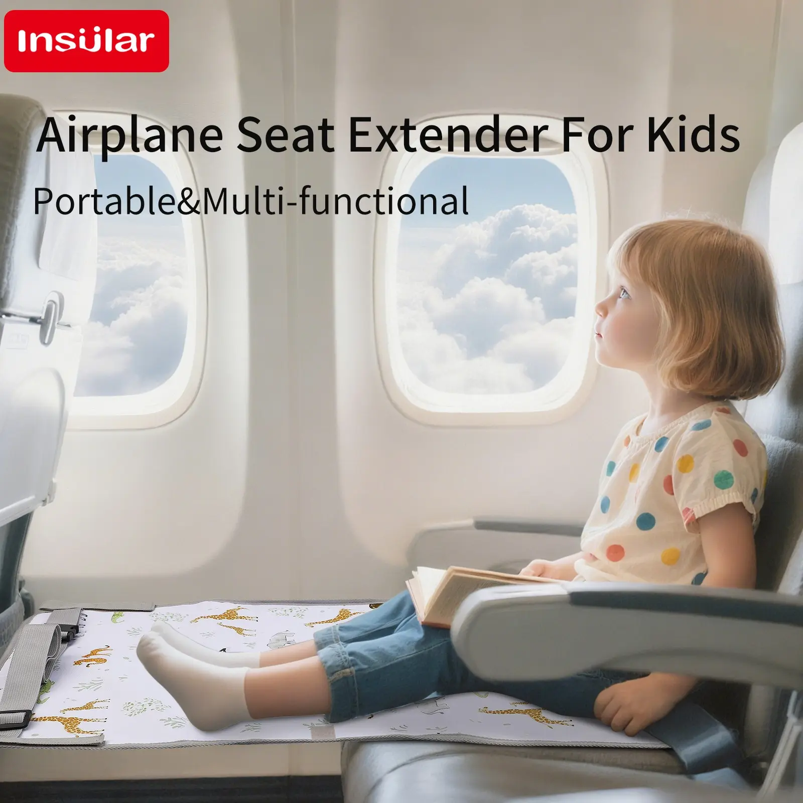 Portable Airplane Travel Seat Extender Pad, Kids Airplane Travel Gear, Hammock Travel Bed, Essential Travel Accessories