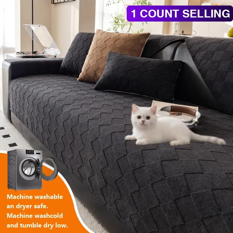 1pc Solid Color Sofa Pad, All-Season Modern Living Room Bedroom Decor, Pet-Friendly Sofa Protector Mat, Reusable Cushion Cover